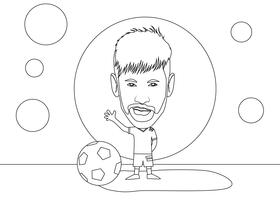 Neymar jr Cartoon black and white vector