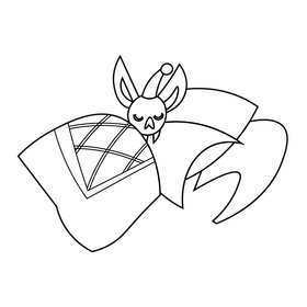 Bat sleep cartoon black and white clipart