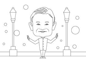 Jack Ma Cartoon black and white vector