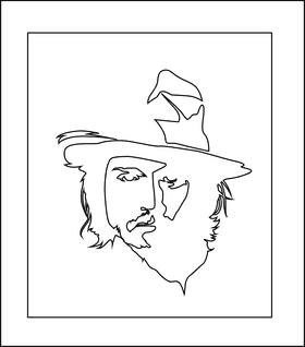 Johnny Depp black and white clipart