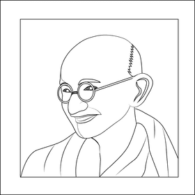 Mahatma Gandhi black and white clipart