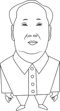 Mao Cartoon black and white clipart