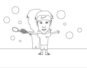 Rafael nadal Cartoon black and white vector