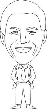 Nelson Mandela Cartoon black and white clipart