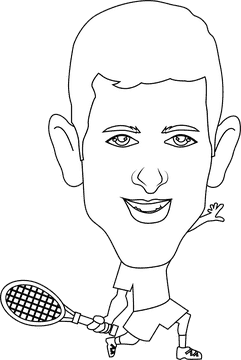 Novak Djokovic black and white clipart