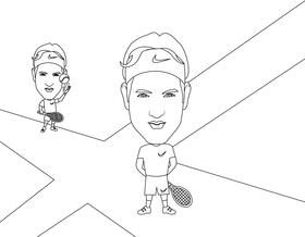 Roger Federer Cartoon black and white vector