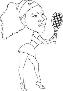 Serena Williams black and white clipart