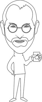Steve Jobs Cartoon black and white clipart