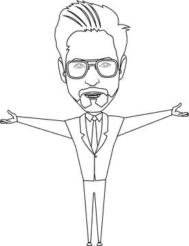 Tony Stark Cartoon black and white clipart