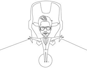 Tony Stark Cartoon black and white vector