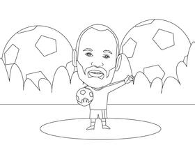 Andres Iniesta Cartoon black and white vector