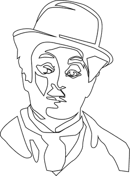 Charlie Chaplin art black and white clipart