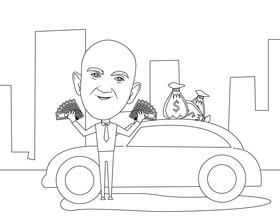Jeff Bezos Cartoon black and white vector