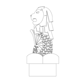 Merlion black and white clipart