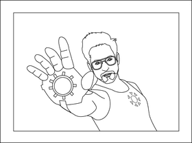 Tony Stark with armor black and white clipart
