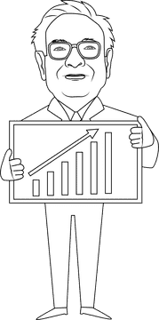 Warren Buffett Cartoon black and white clipart