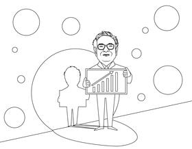 Warren Buffett Cartoon black and white vector