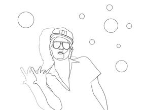 Bruno Mars black and white clipart