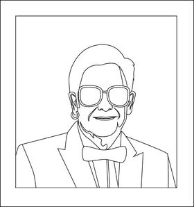 Elton John black and white clipart