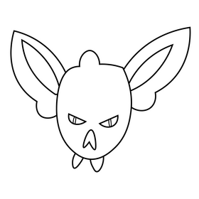 Scary bat head black and white clipart