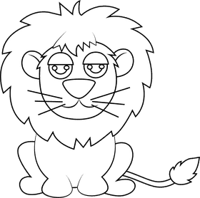 Cute Lion black and white clipart