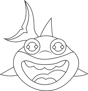 Cute Shark black and white clipart