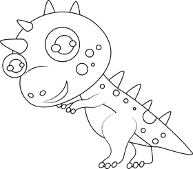 Cute T Rex black and white clipart