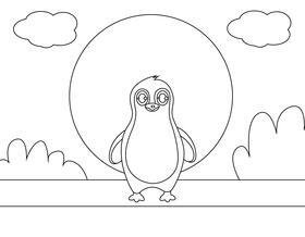 Cute Penguin black and white vector