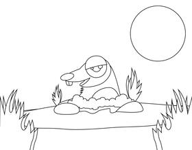 Cute Mole black and white vector