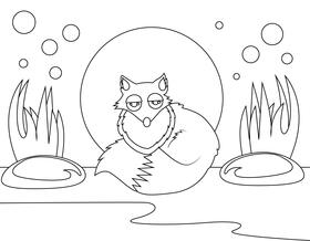 Cute Fox black and white vector