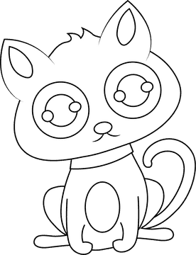 Cute Cat black and white clipart