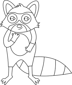 Cute Raccoon black and white clipart