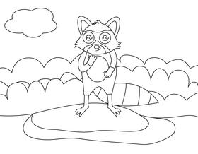 Cute Raccoon black and white vector