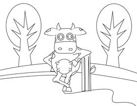 Cute Cow black and white vector