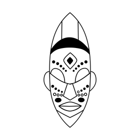 Wooden ethnic tribal mask black and white clipart