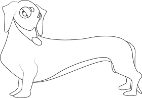 Dachshund black and white clipart