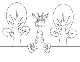 Giraffe black and white vector