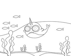 Narwhal black and white vector