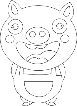 Cute Pig black and white clipart