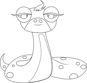 Cute Cobra black and white clipart