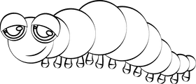 Cute CaterPillar black and white clipart