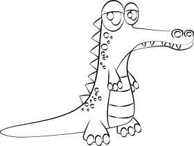 Funny Crocodile black and white clipart