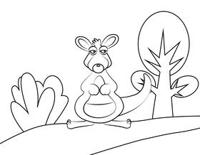 Cute Kangaroo black and white vector