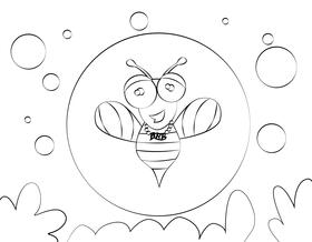 Funny Bee black and white vector