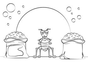 Cute Ant black and white vector
