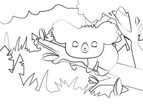 Cute Sleeping Koala black and white vector