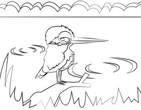 Cute Kingfisher black and white vector