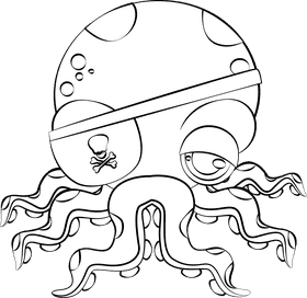 Cute Octopus black and white clipart
