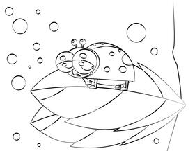 Cute Red Bug black and white vector