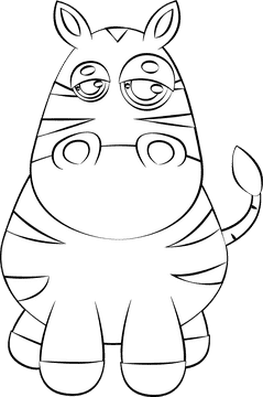 Cute Zebra black and white clipart